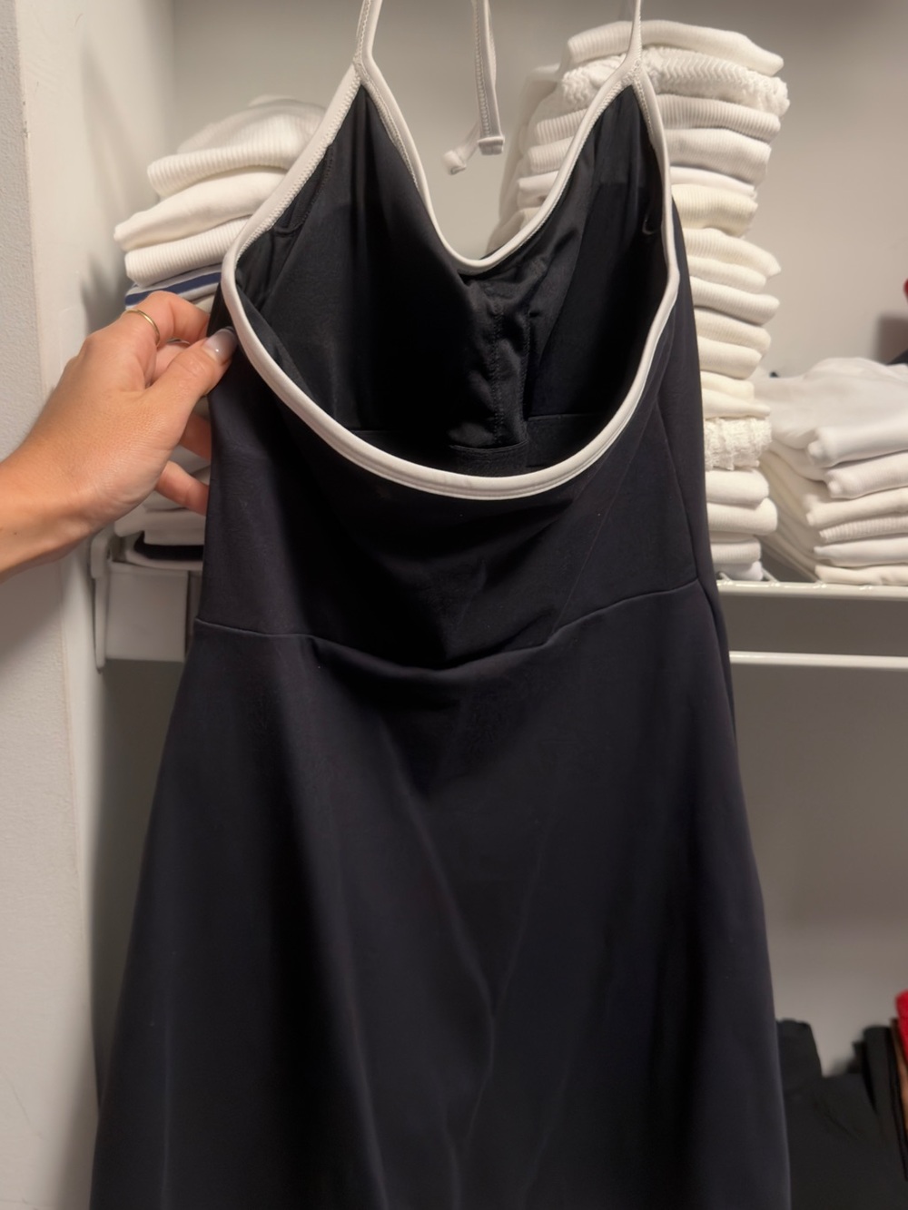 100% Authentic from the store! ALO Yoga Black Mini Dress with White Trim - Picture 8 of 8